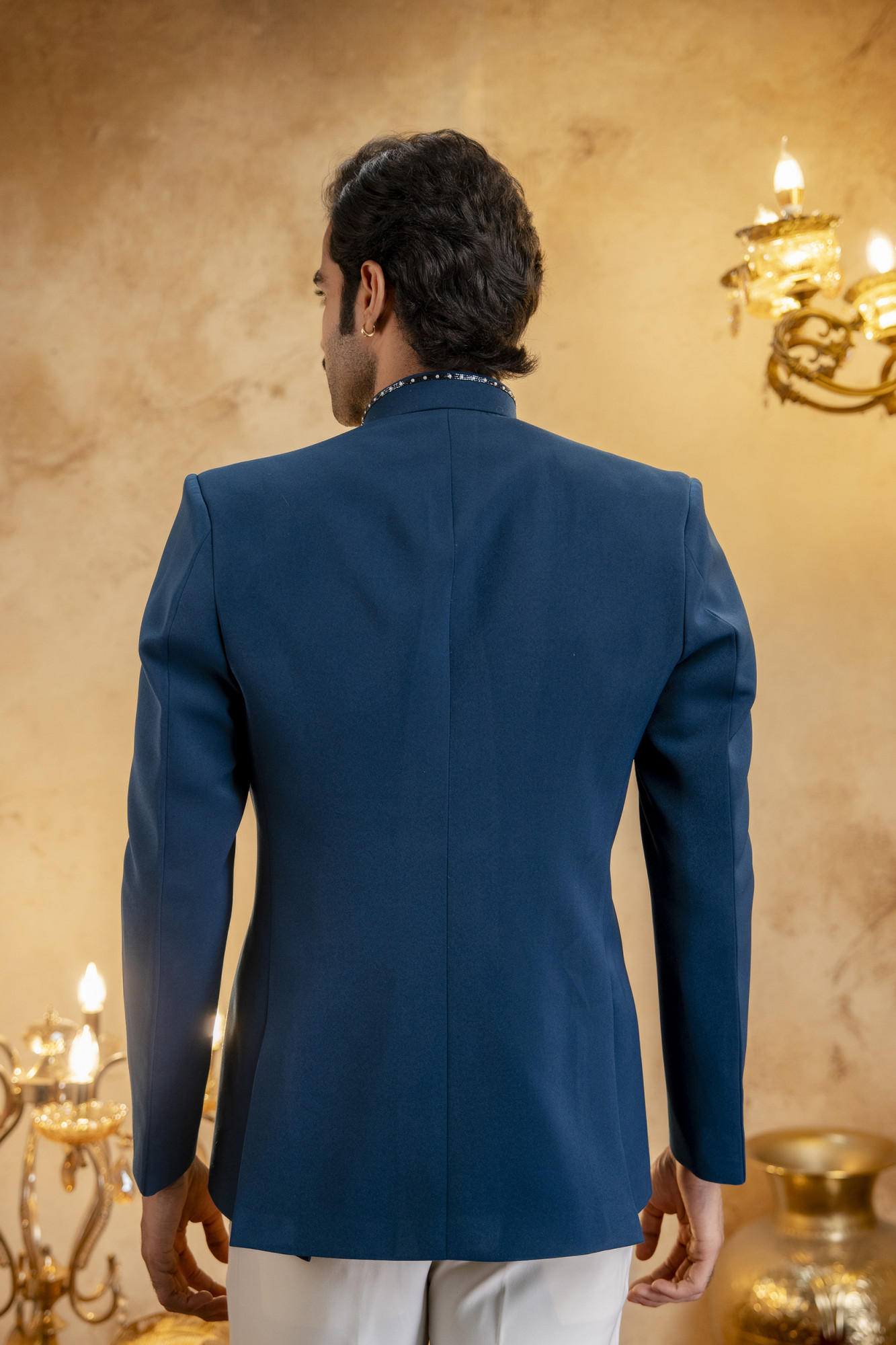 Stone Embroidered Jodhpuri In Teal