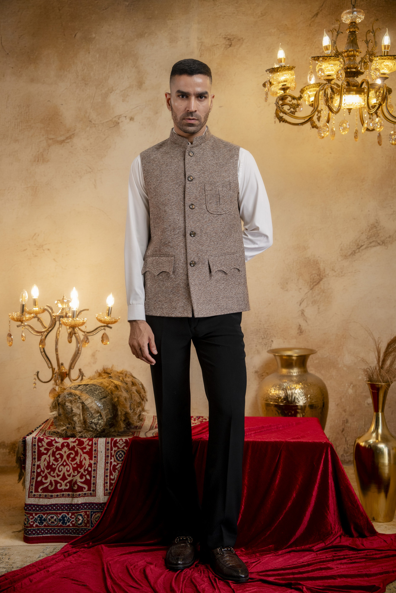Patch Pocket Half Jacket In Wool