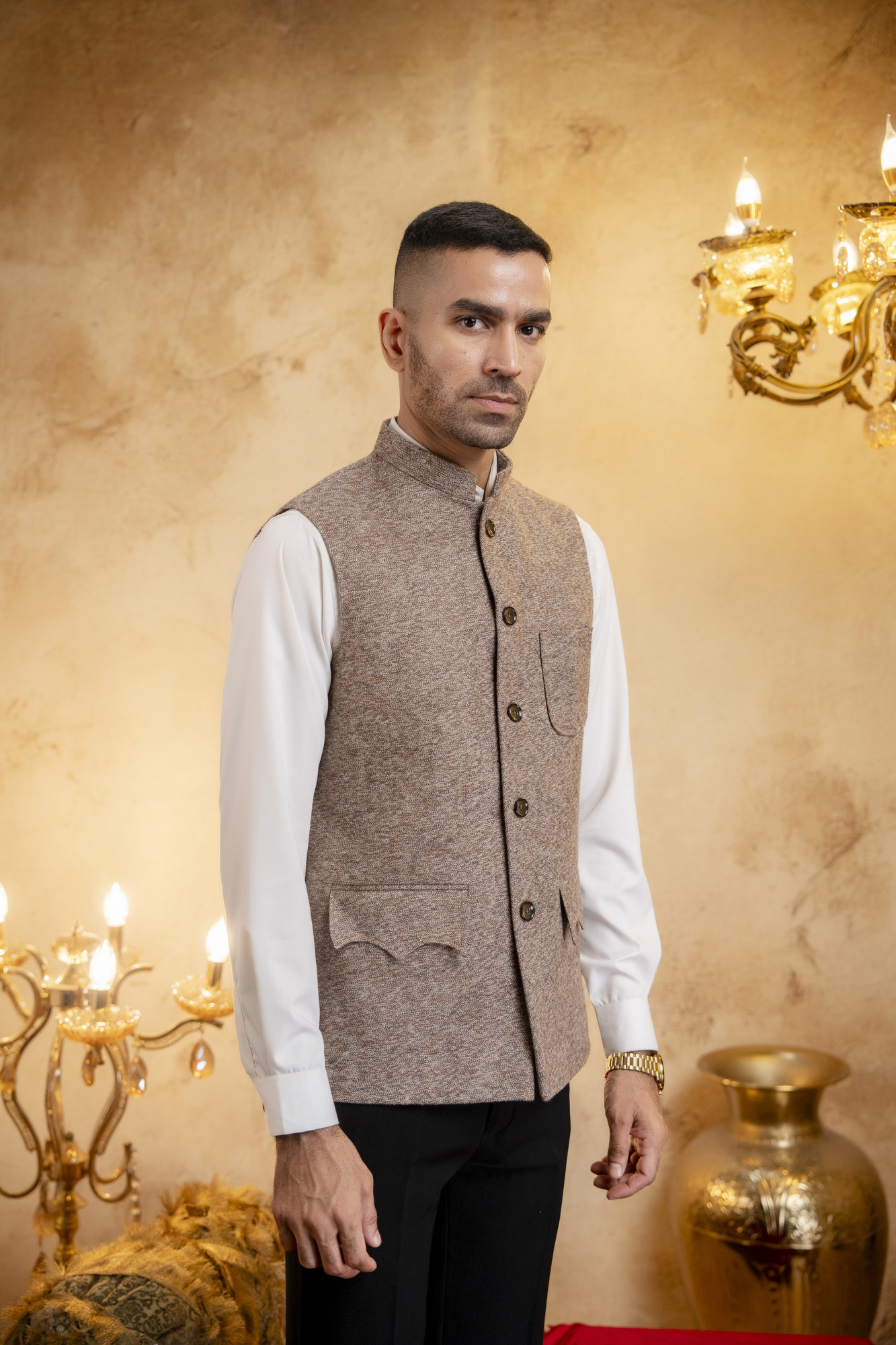 Patch Pocket Half Jacket In Wool