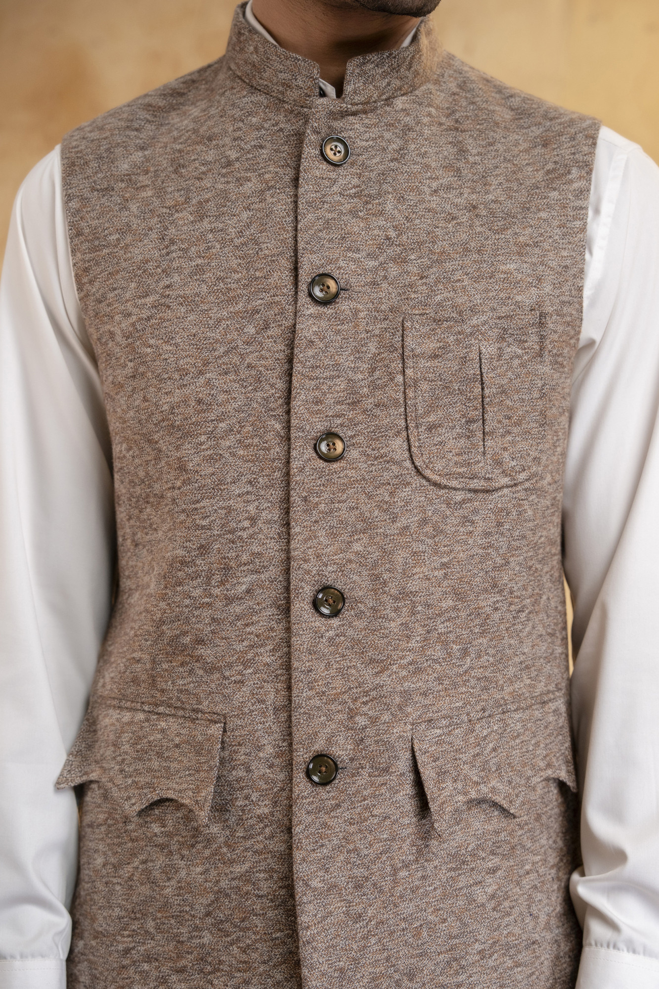 Patch Pocket Half Jacket In Wool