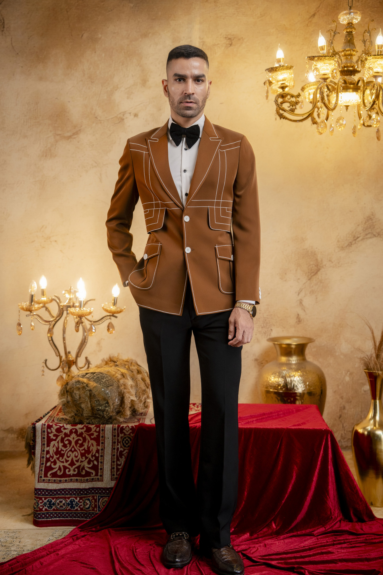 Threaded Blazer In Tan