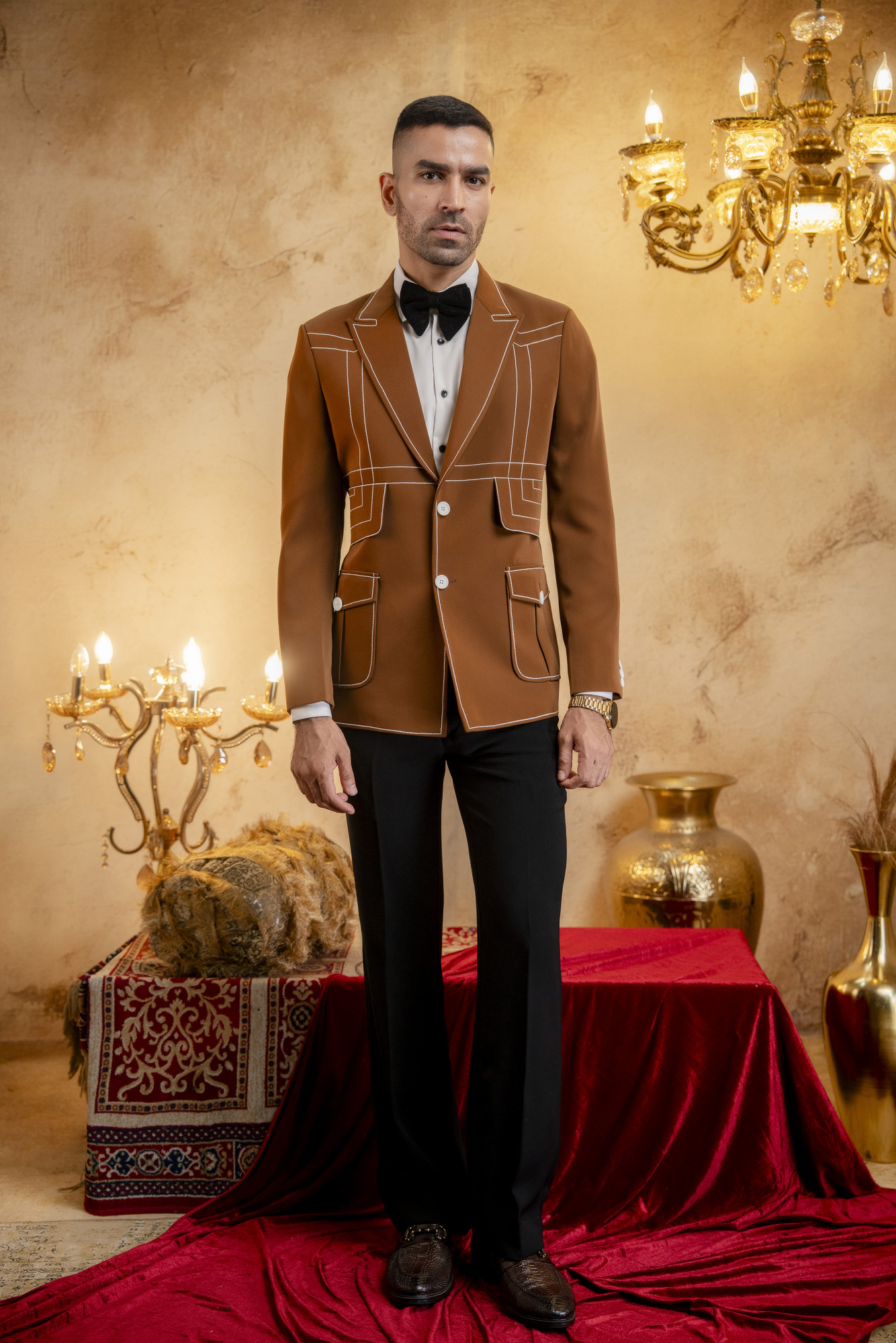 Threaded Blazer In Tan