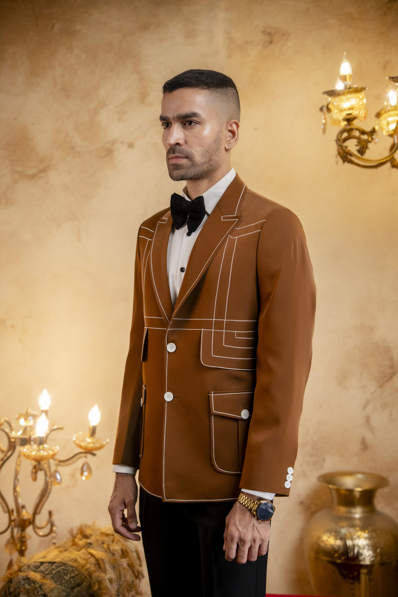 Threaded Blazer In Tan