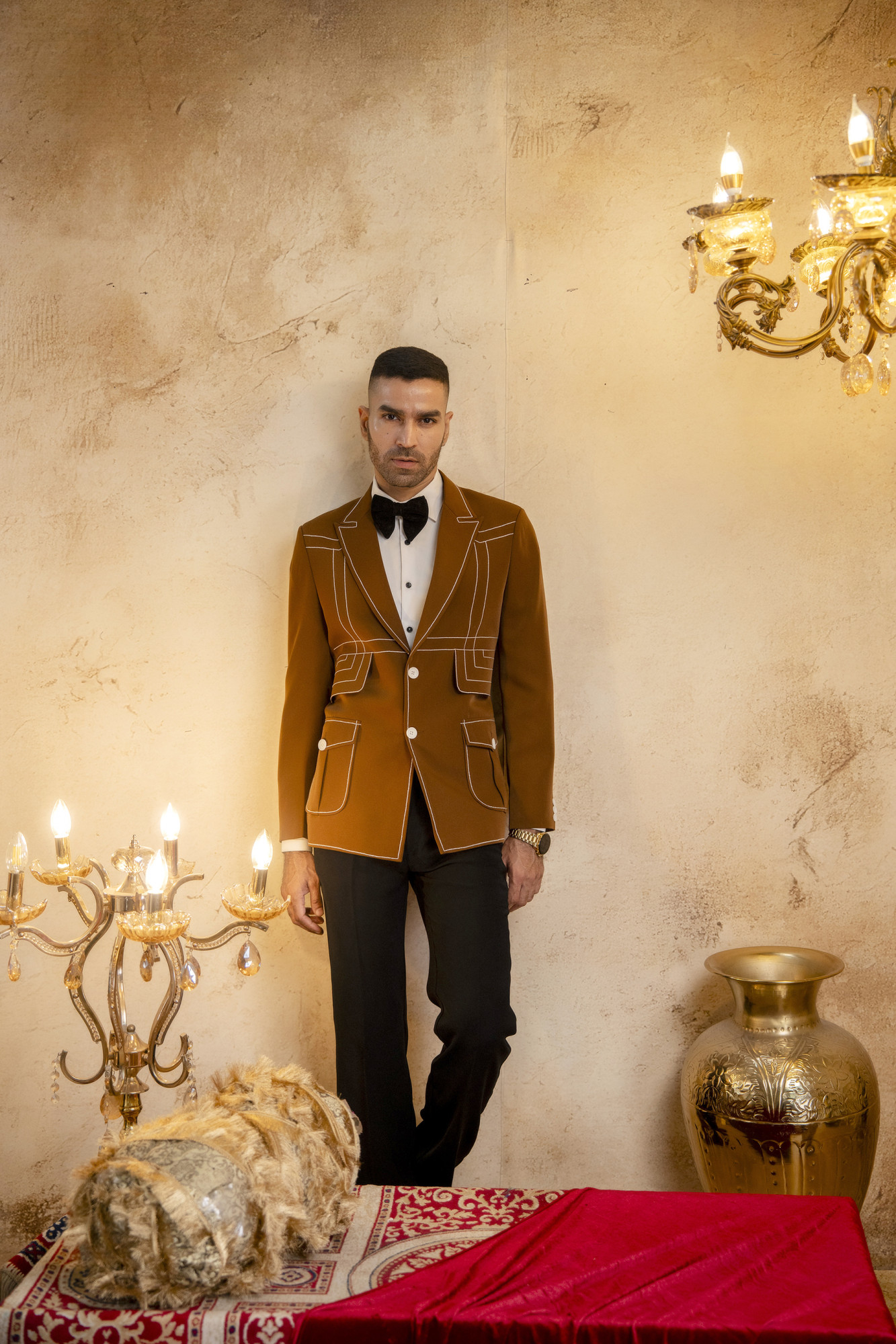 Threaded Blazer In Tan