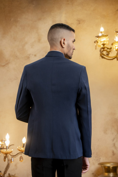 Buckled Double Breasted Blazer In Blue