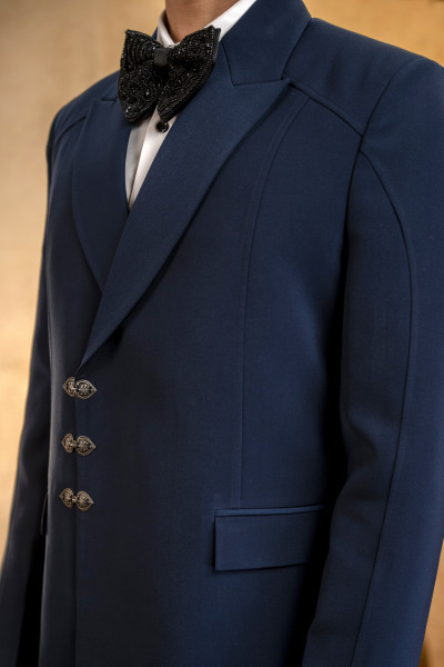 Buckled Double Breasted Blazer In Blue