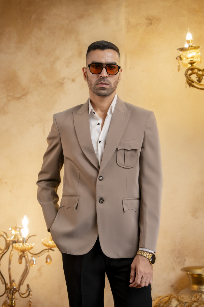 Image of Japanese Patch Pocket Blazer In Stone