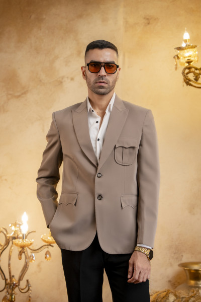 Japanese Patch Pocket Blazer In Stone