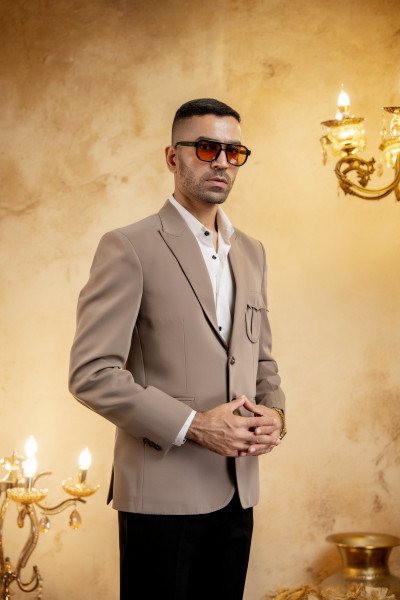 Japanese Patch Pocket Blazer In Stone