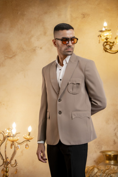 Japanese Patch Pocket Blazer In Stone