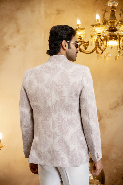Printed Patch Pocket Blazer In Knit