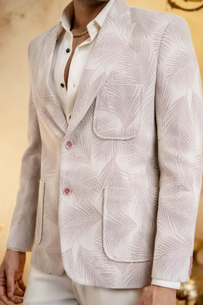 Printed Patch Pocket Blazer In Knit