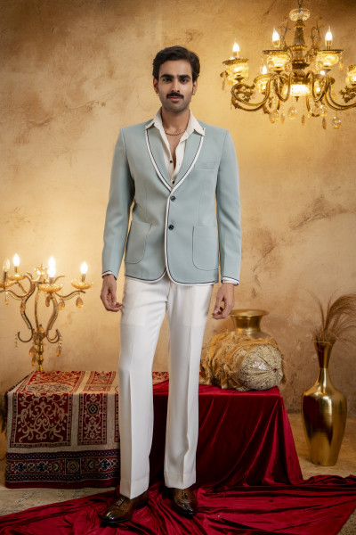 Piped Japanese Blazer In Mint