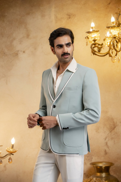 Piped Japanese Blazer In Mint