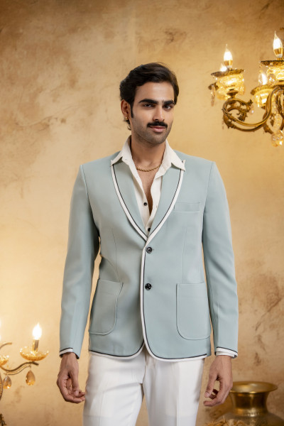 Piped Japanese Blazer In Mint
