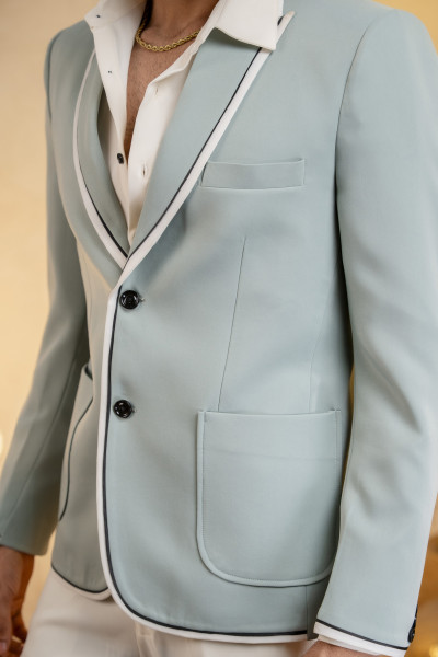Piped Japanese Blazer In Mint