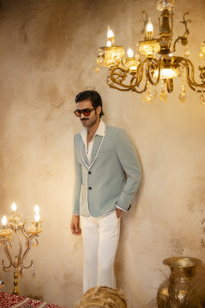 Piped Japanese Blazer In Mint