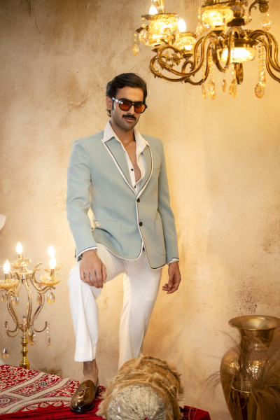 Piped Japanese Blazer In Mint