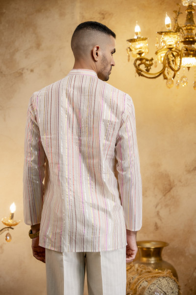 Striped Short Kurta In Cotton
