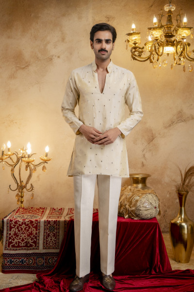 Sequin Mirror Short Kurta In Cosmo Silk