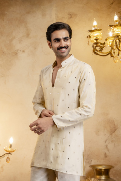 Sequin Mirror Short Kurta In Cosmo Silk