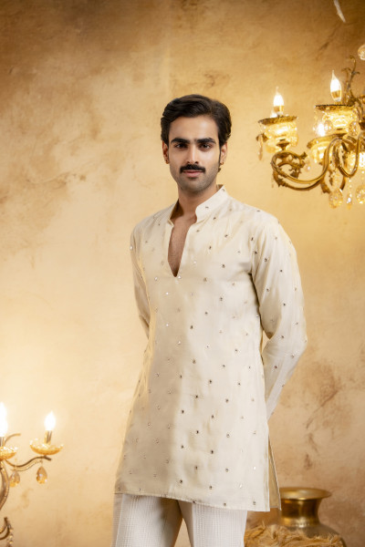 Sequin Mirror Short Kurta In Cosmo Silk