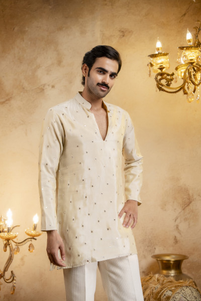 Sequin Mirror Short Kurta In Cosmo Silk