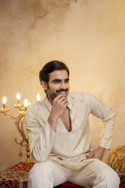 Sequin Mirror Short Kurta In Cosmo Silk