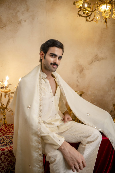 Sequin Mirror Short Kurta In Cosmo Silk