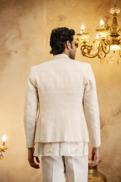 Textured Open Blazer In Cotton