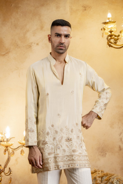 Stone Embroidered Kurta Dupatta In Organza