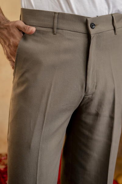 Flared Korean Linen Pants In Olive