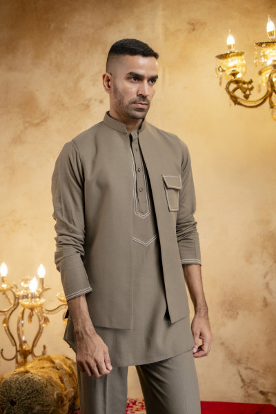 Threaded Open Patch Pocket Jacket In Olive