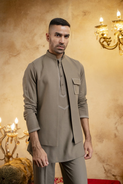 Threaded Open Patch Pocket Jacket In Olive
