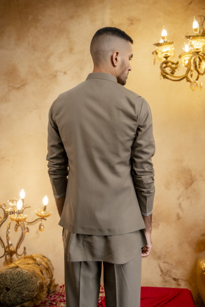 Threaded Open Patch Pocket Jacket In Olive