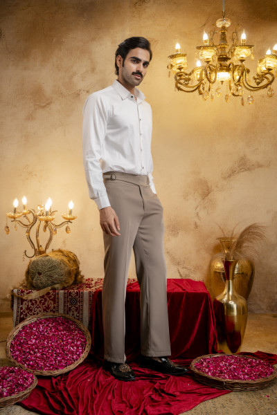 Japanese Bootcut Fit Gurkha Pants In Stone