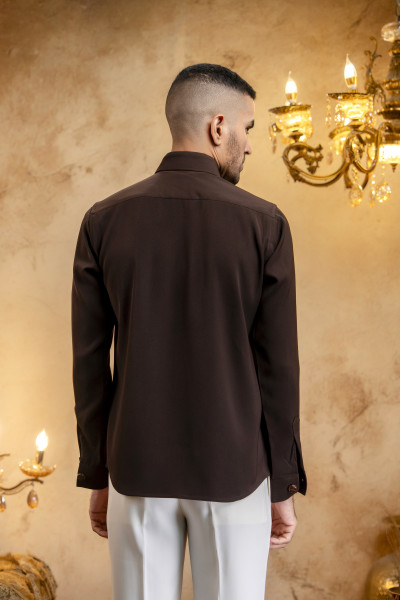 Patch Pocket Shacket In Dark Brown