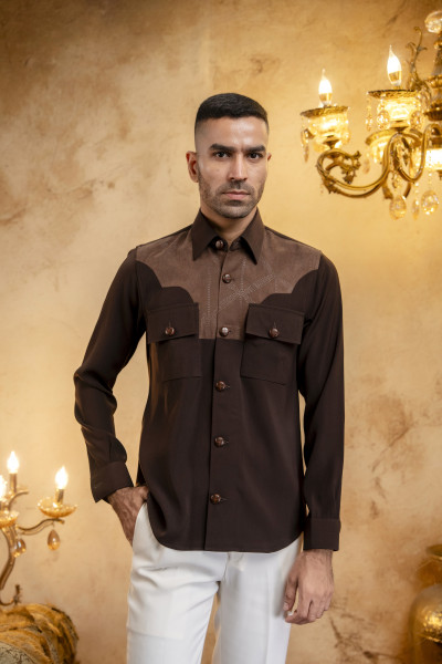 Patch Pocket Shacket In Dark Brown