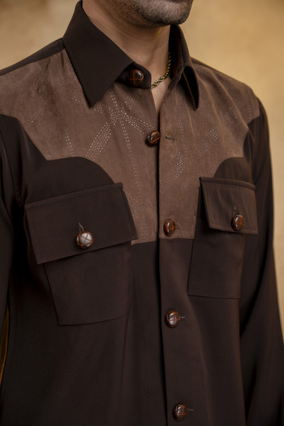 Patch Pocket Shacket In Dark Brown