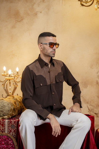Patch Pocket Shacket In Dark Brown