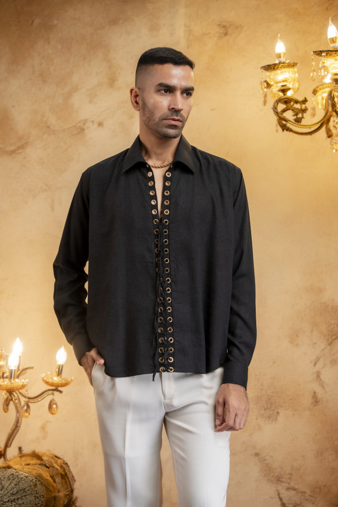 Image of Laced Relax Fit Shirt In Black