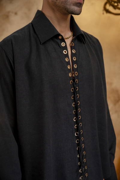 Laced Relax Fit Shirt In Black