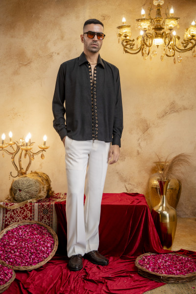 Laced Relax Fit Shirt In Black