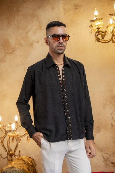 Laced Relax Fit Shirt In Black