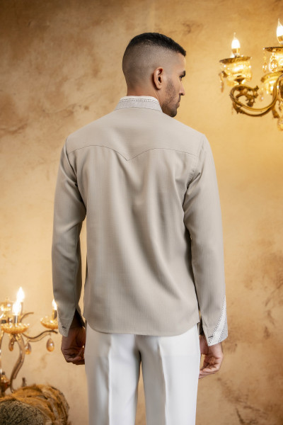 Linen Patched Shirt In Cream