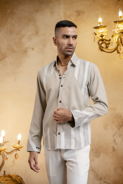 Linen Patched Shirt In Cream