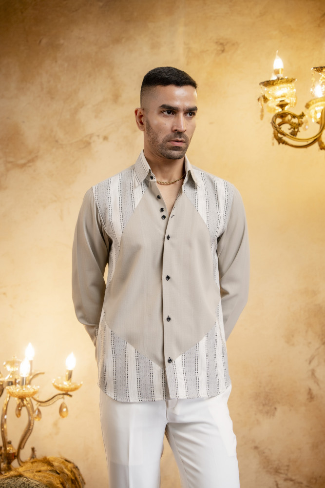 Image of Linen Patched Shirt In Cream