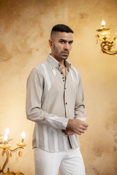 Linen Patched Shirt In Cream