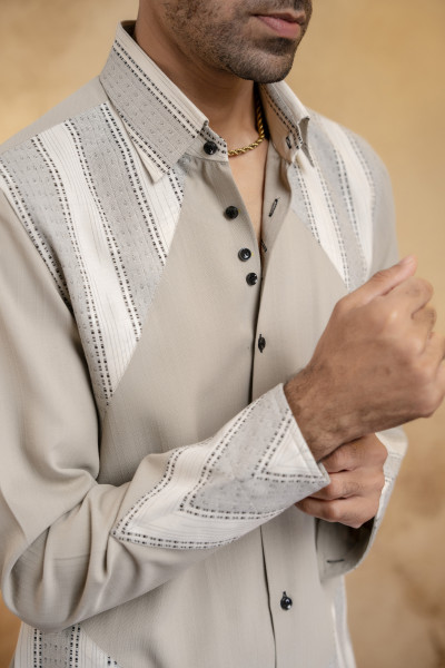 Linen Patched Shirt In Cream