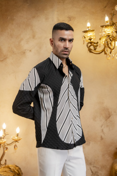 Black & White Patched Shirt